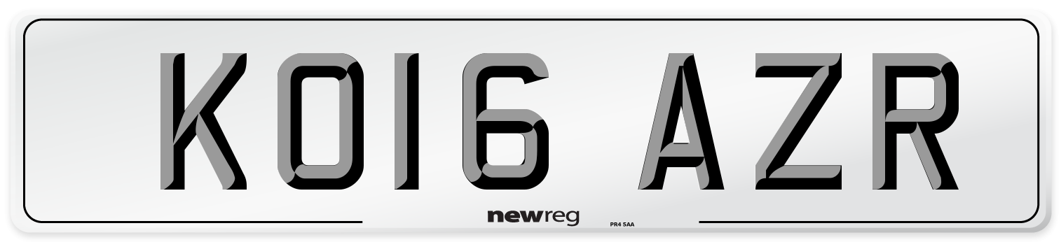 KO16 AZR Number Plate from New Reg
